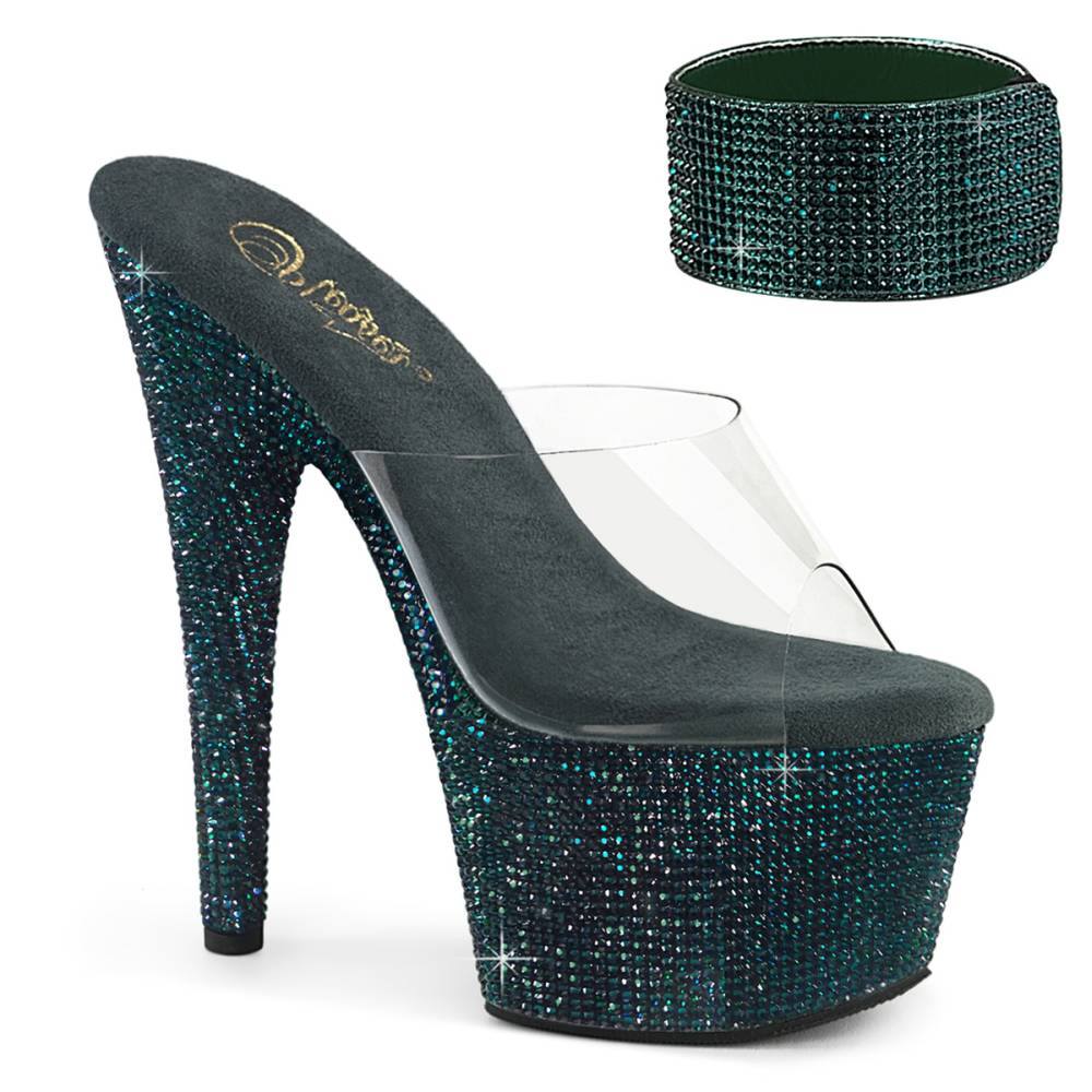 Pleaser - BEJEWELED712RS Mules à talons - Transparent/Vert Product image